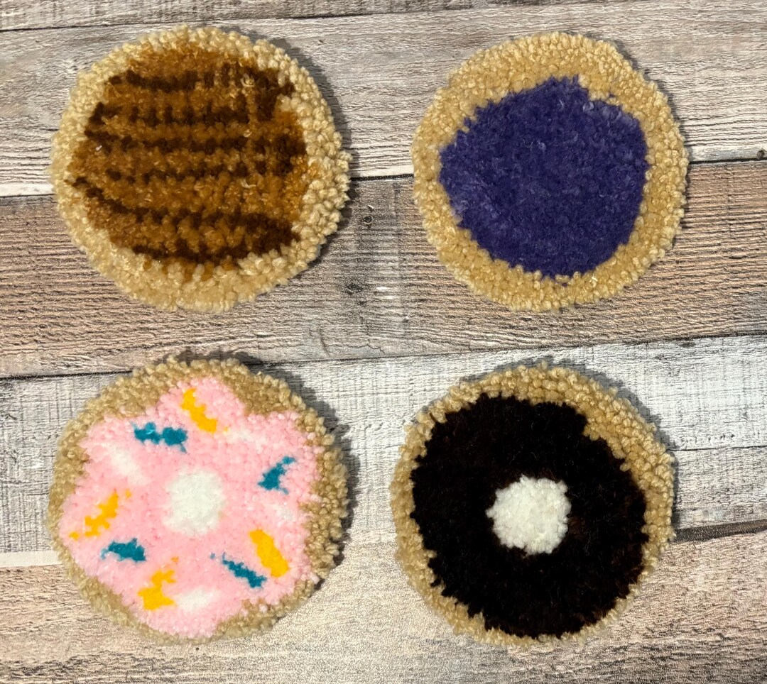 Donut Rug Mug Rug Coaster Set - Etsy