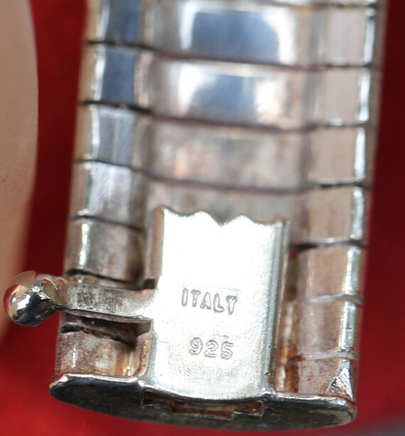 Vintage Italian Sterling Silver Wide Bangle Brace… - image 5