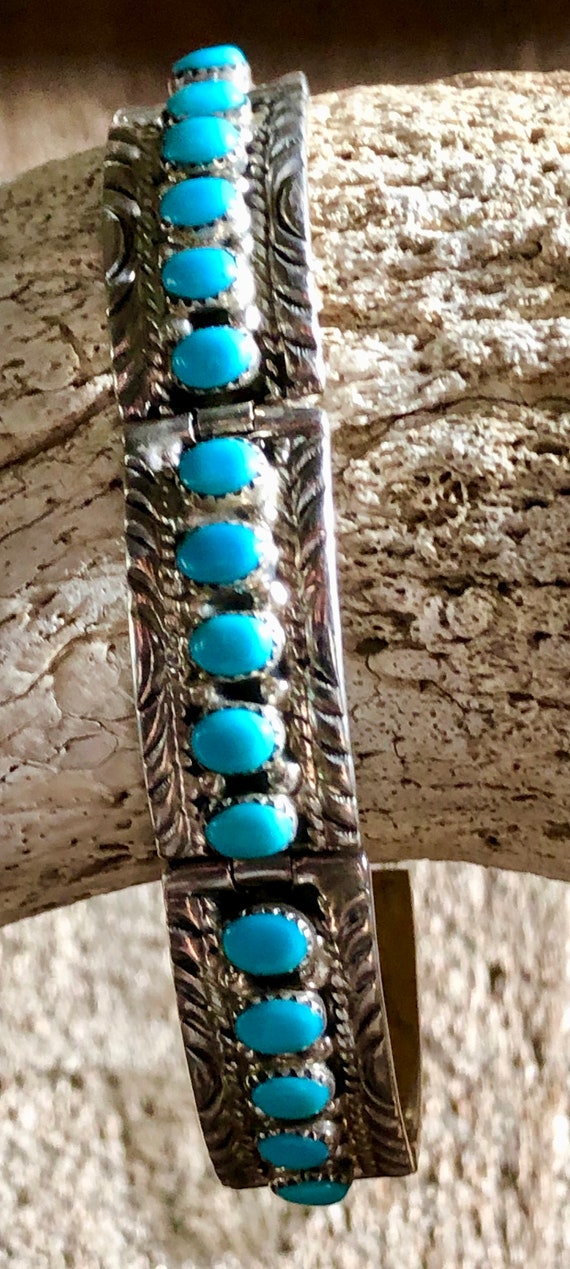 Vintage Navajo NG Sterling Silver Turquoise Link B