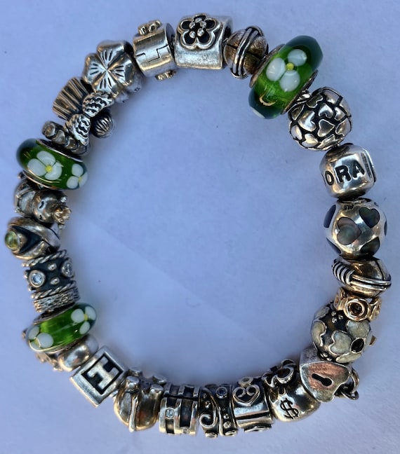 Pandora Sterling 14K Charm Bracelet 26 Charms Retired Charms Etsy