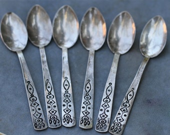 Six Antique Old Pawn Sterling Navajo Native American Handmade Spoons