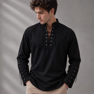 Vintage Lace up Shirt Men's - Etsy