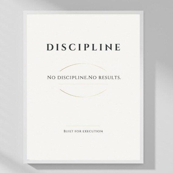 Discipline Wall Art - No Discipline. No Results. Gold Minimalist Poster, Neutral Aesthetic Decor, Digital Download, High-Res JPG, PDF Files