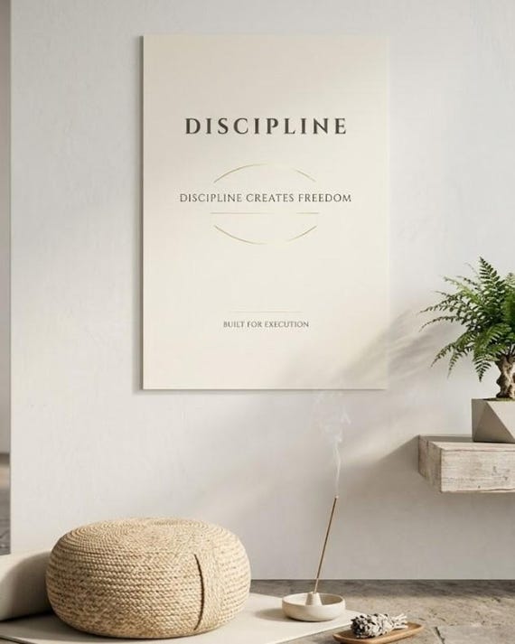 Discipline creates freedom, print, Gold Minimalist Typography, Success Mindset Wall Art, Neutral Cream Decor, Digital Download, JPG, PDF