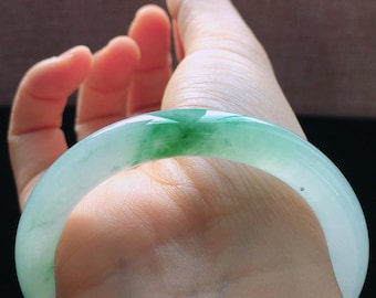 53.8mm Certified Imperial Green Jadeite Bangle – High Ice Burmese Jade Bracelet
