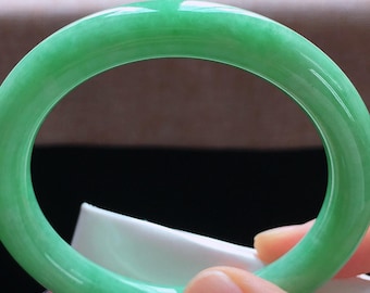 Natuurlijke Birmaanse jadeietarmband van 50,8 mm – levendig groen type A, klein formaat luxe armband