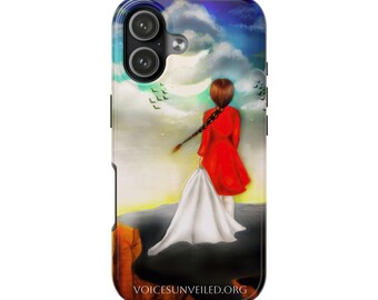 Kleines Mädchen, große Träume Robuste Handyhülle, Pop Art, afghanische Kunst, iPhone Hülle, Schutzhülle, süße Handyhülle, ästhetische Handyhülle, Geschenkidee