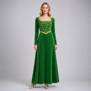 Green Velvet Medieval Dress - Etsy Green Velvet Medieval Dress - Etsy