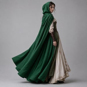 Fließende Kapuzenbaumwollumhang | Mittelalterliches Fantasy Renaissance Cape, Zauberer, Hexenkostüm