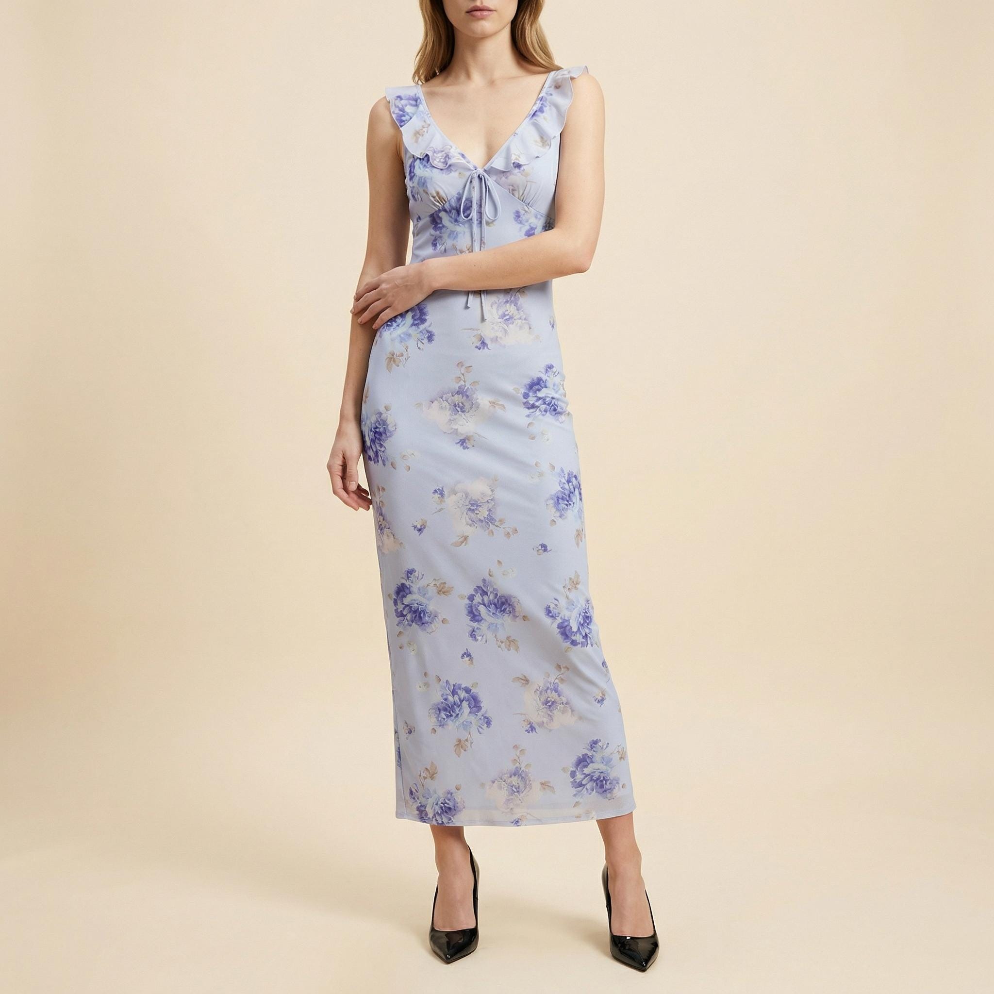 virginia floral ruffle maxi slip dress Petal and Pup Women's Virginia Maxi Dress
