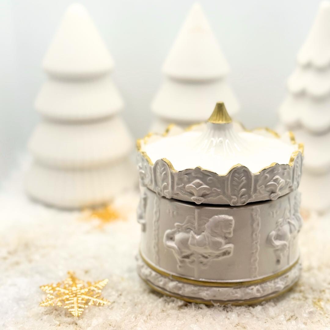 Year of the Horse Candle | Carousel Gypsum Jar, Soy Wax, Wooden Wick ...