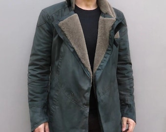 Casaco de couro estilo Officer K, inspirado em Blade Runner 2049, jaqueta trench coat feita à mão.