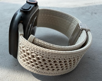 Starlight Magnetic Braided Solo Loop Apple Watch Adjustable Nylon Knit Breathable Sport Band 49 46 45 44 42 41 40 38mm Gift for Him Her