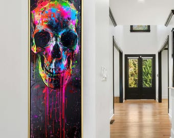 Lienzo con calavera de grafiti de neón, Urban Rebel Decor