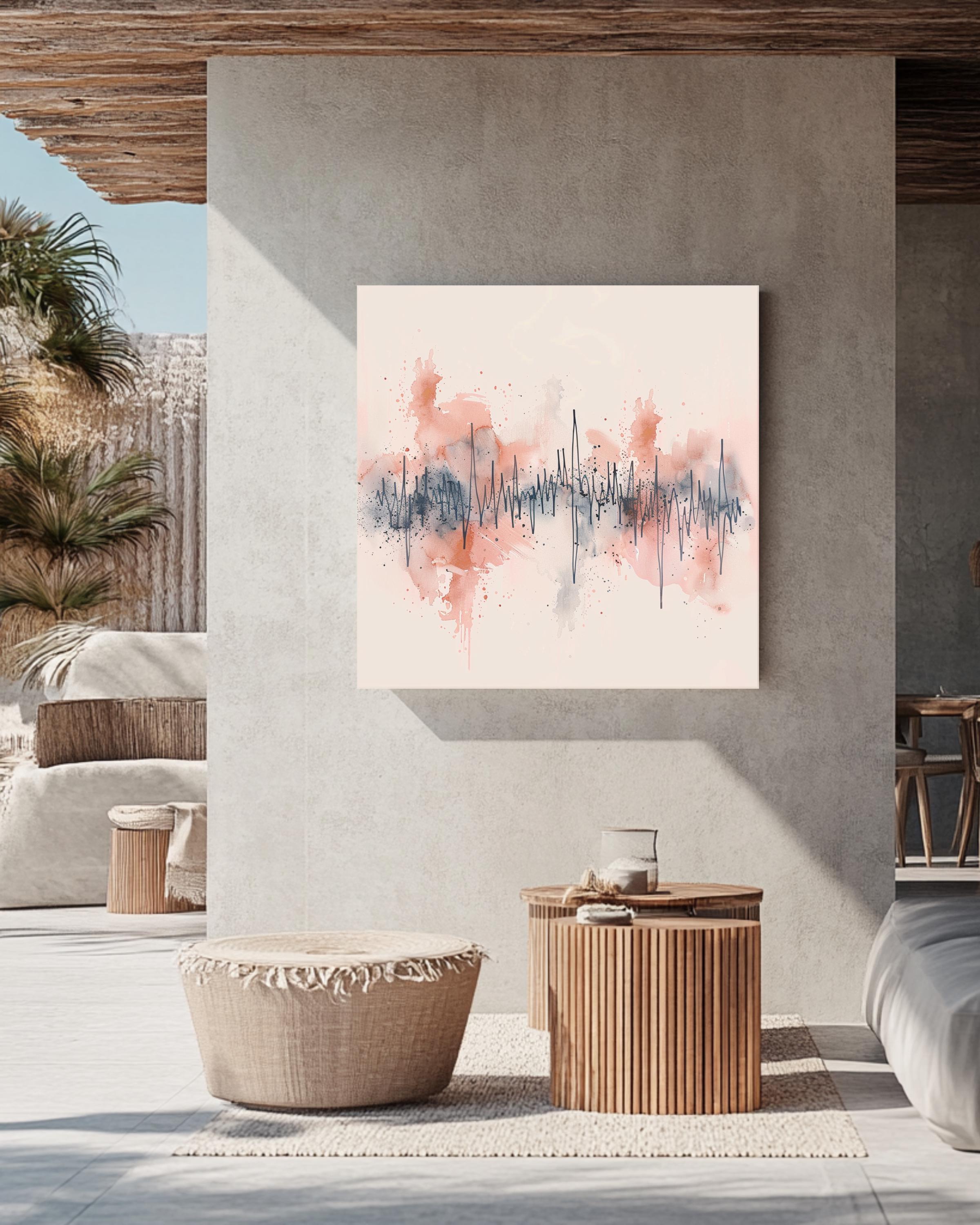 Custom Soundwave Watercolor Canvas, Pastel Audio Wave Art