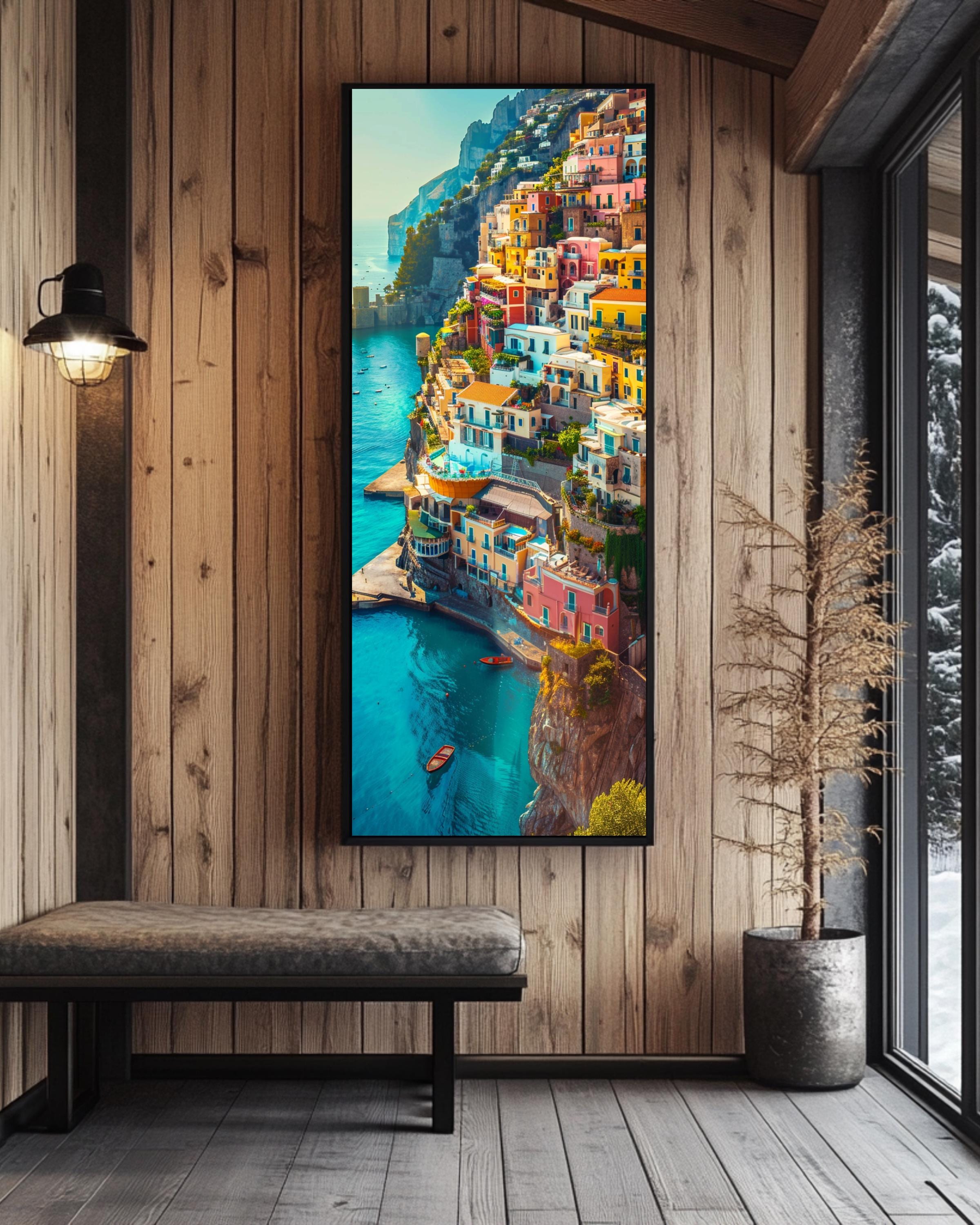 Vertical Amalfi Coast Canvas Print | Sunny Coastal Wall Art - Etsy