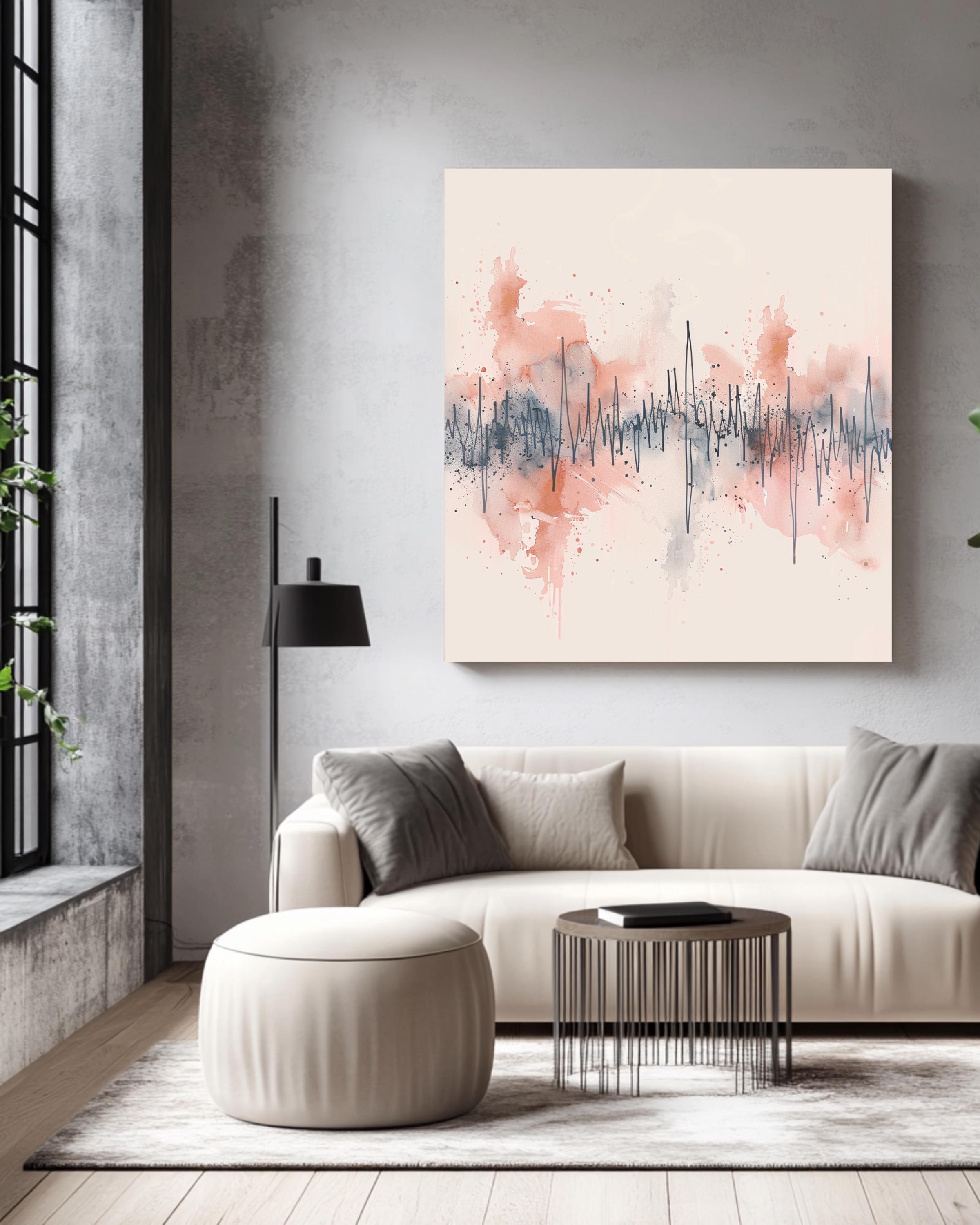 Custom Soundwave Watercolor Canvas, Pastel Audio Wave Art