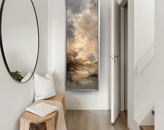 Minimalist Abstract Canvas, Beige Grey Wall Art, Layered Textures