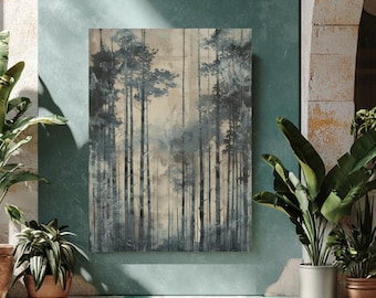 Arte en lienzo Sumi-e de bosque de bambú / Impresión de tinta zen