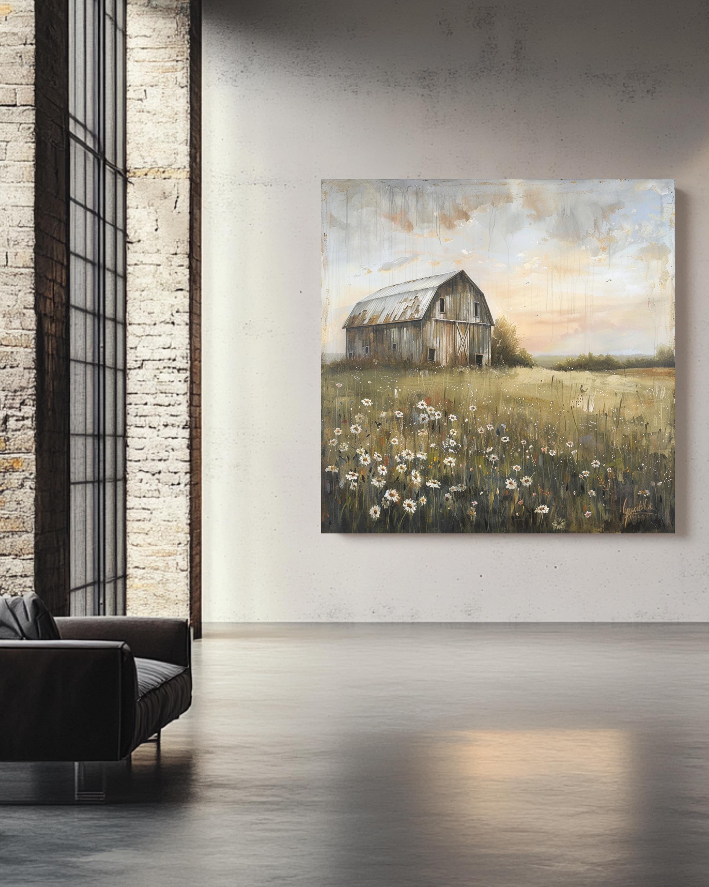 Rustic Barn Canvas Print, Wildflower Field, Farmhouse Wall Art - Etsy