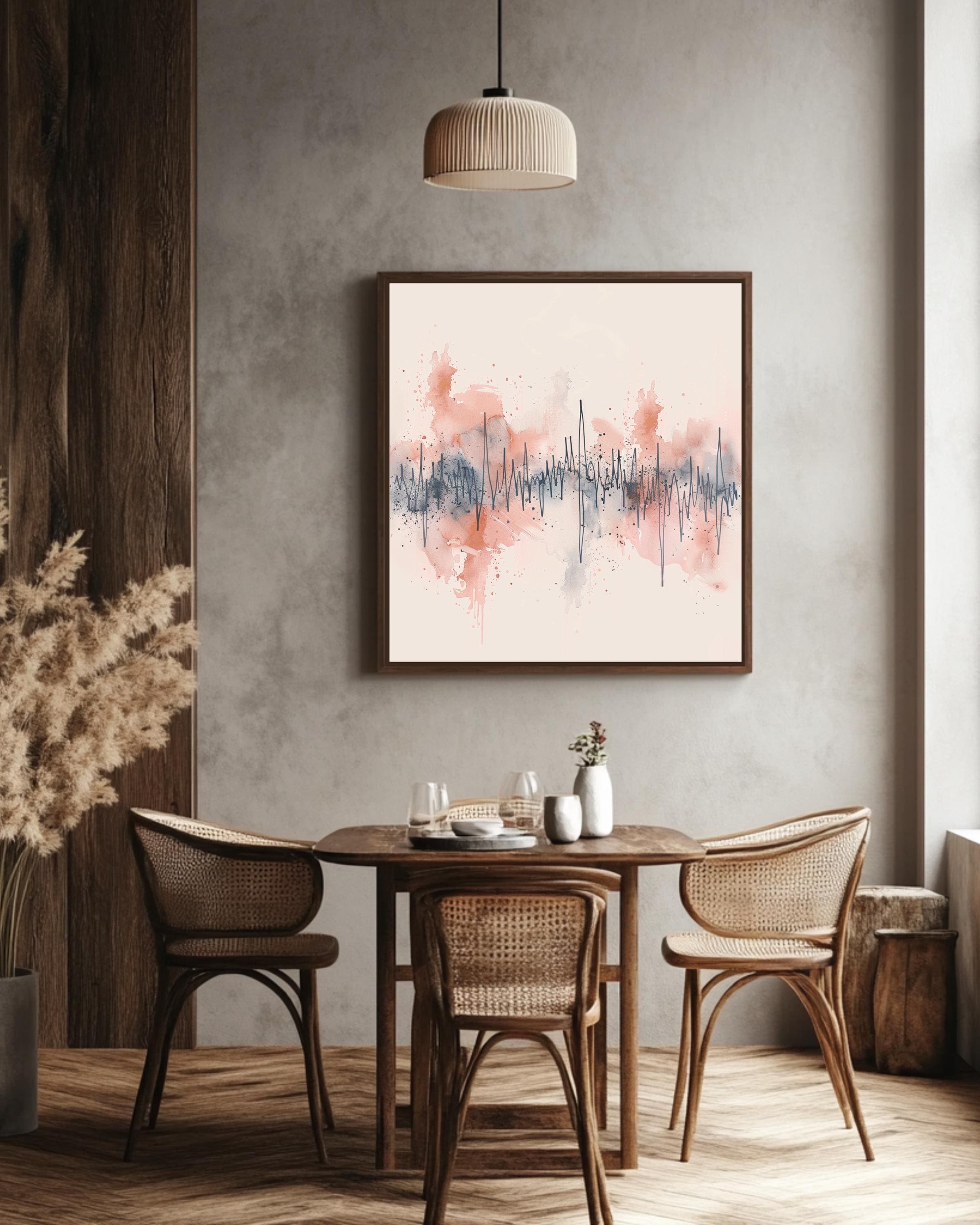 Custom Soundwave Watercolor Canvas, Pastel Audio Wave Art