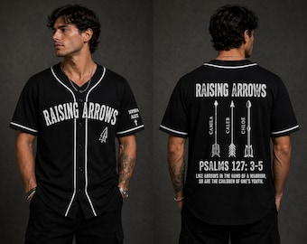 Christian Dad Raising Arrows Baseball Jersey, Personalized Kids Name Jersey, Religious Fathers Day Gift for Papa