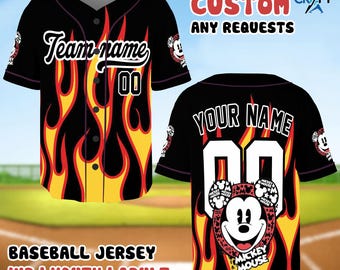 Custom Mickey Mouse Baseball Jersey, Personalized Name Number Disney Shirt, Family Matching Outfit Gift