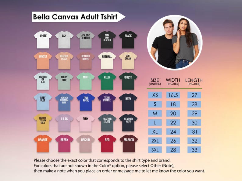 The image is a collage of various adult t-shirt designs, including different colors and styles, along with a photo of two people posing next to the t-shirts.
