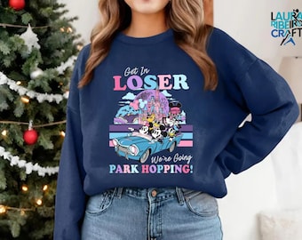 Mickey And Friends Get In Loser We're Going Park Hopping T-shirt, Vintage Disney Four Parks Shirt, Disneyland Family Outfit, Birthday Gift