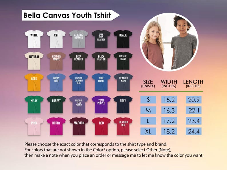 The image is a collage of various t-shirt designs, including different colors and styles, along with a photo of two young people wearing the t-shirts.