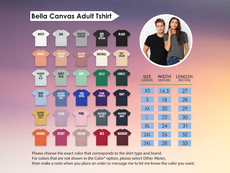The image is a collage of various adult t-shirt designs, including different colors and styles, along with a photo of two people posing next to the t-shirts.