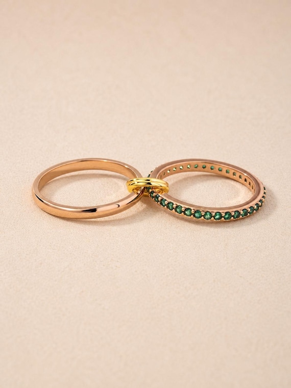 RoseGold 925 Silver Interlocking Stackable Ring