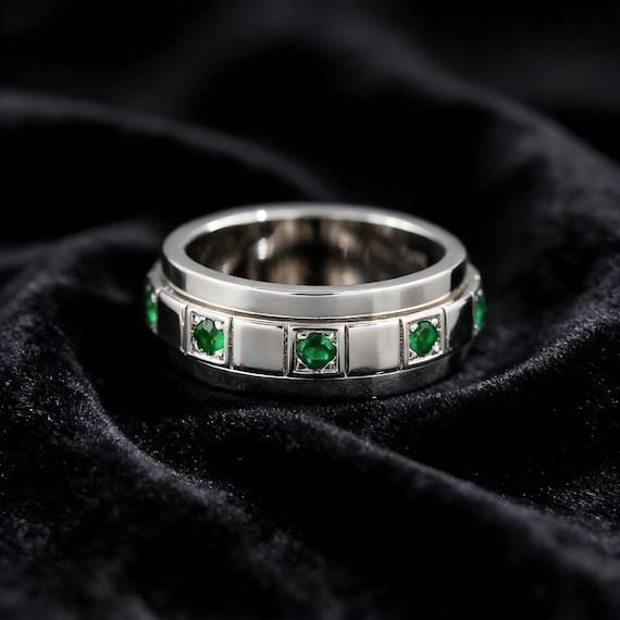 Emerald Spinner Ring for Men