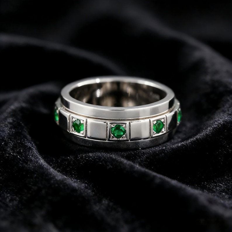 Emerald Spinner Ring for Men