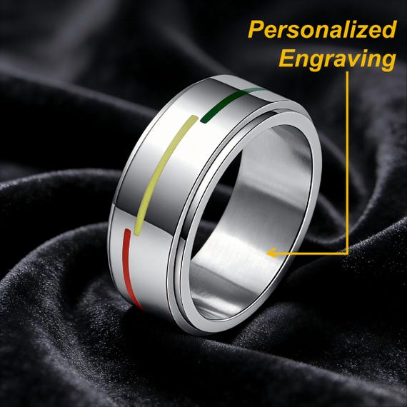 Stripe Rainbow Spinner Ring Unisex