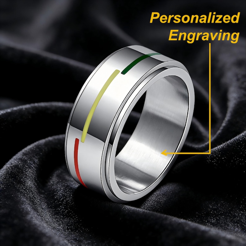 Stripe Rainbow Spinner Ring Unisex