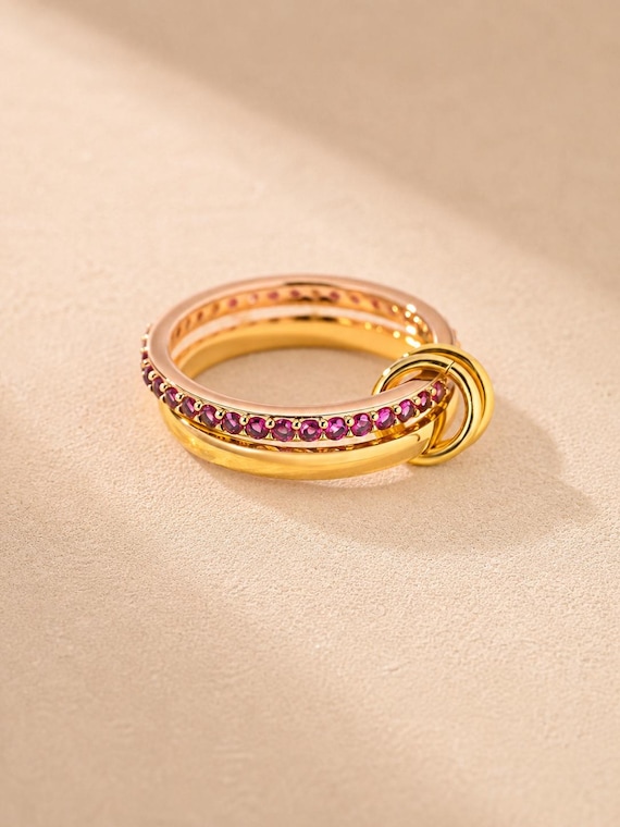 Gold Interlocking Stackable Ring