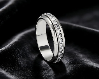 White Gold Fidget Ring Unisex