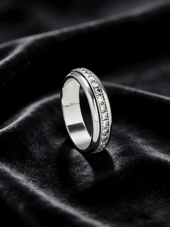 White Gold Fidget Ring Unisex