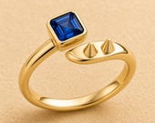 Blue CZ Spike Ring, Sterling Silver Fidget Ring — photo 5