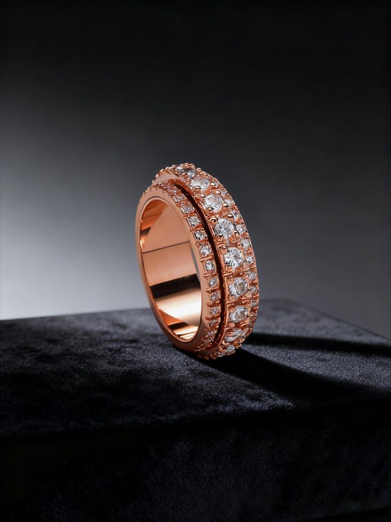 Iced Out Spin Wedding Band