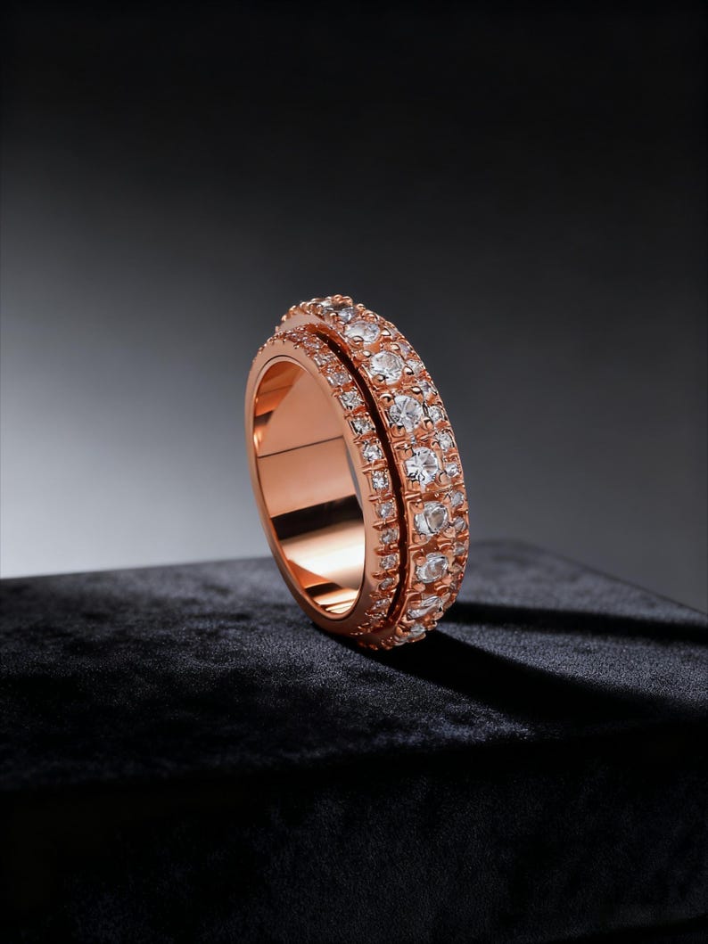 Iced Out Spin Wedding Band
