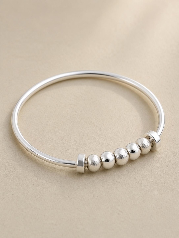 Sliding Bead Wiggle Fidget Ring for Women