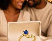 Blue CZ Spike Ring, Sterling Silver Fidget Ring — photo 3