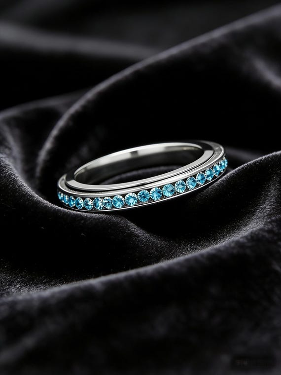 Blue CZ Eternity Spinner Ring