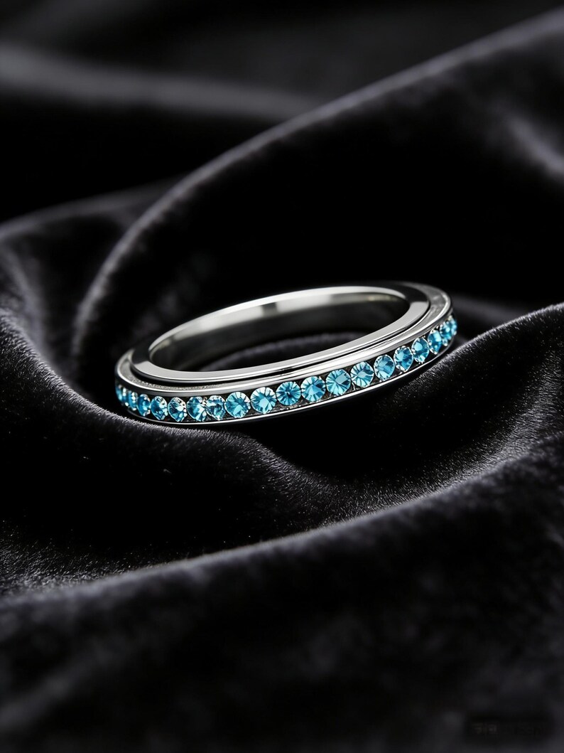 Blue CZ Eternity Spinner Ring
