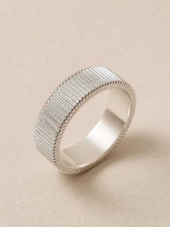 Ribbed Tactile Fidget Ring Unisex