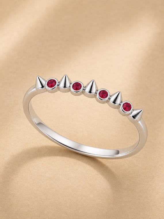 Ruby Red CZ Spike Ring