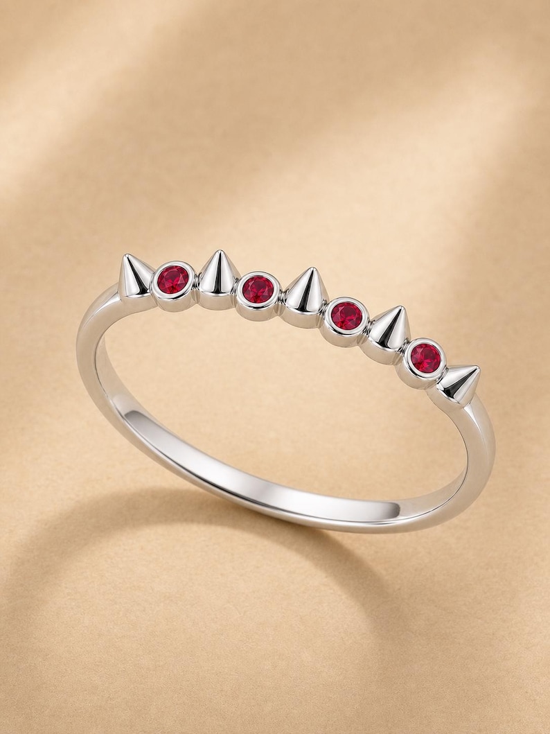 Ruby Red CZ Spike Ring