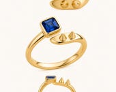 Blue CZ Spike Ring, Sterling Silver Fidget Ring — photo 4